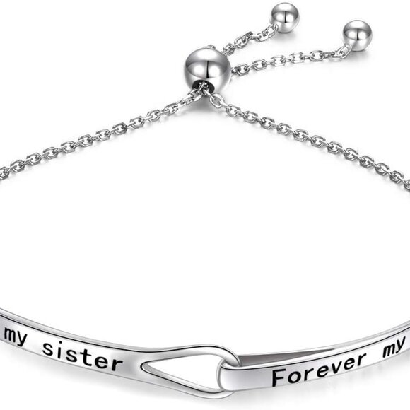 Sterling Silver Infinity Bracelet Adjustable Jewelry Gift for Women - Picture 1 of 6